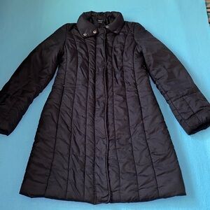 ESPRIT COLLECTION long puffer down jacket coat hidden hood in collar size 6